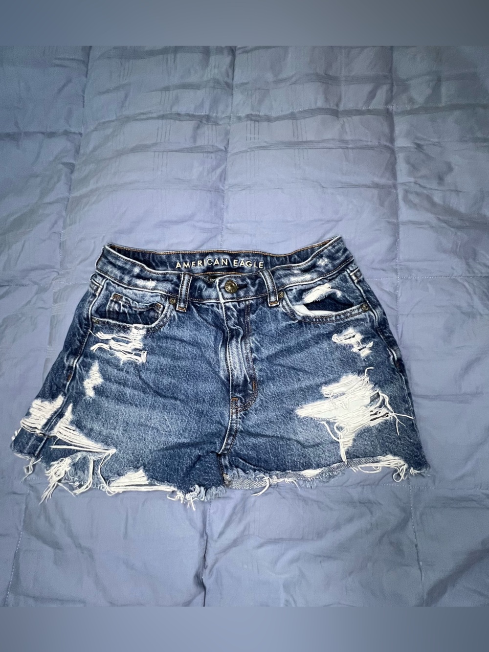 American Eagle Light Blue Distressed Denim Shorts